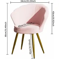 StarTech.com Samtstuhl - Muschelförmiger Schminktischstuhl und Esszimmerstuhl - Gepolsterter Sitz - Metallbeine - Mit Armlehnen - 42x40x80 cm - Für Schlafzimmer und Wohnzimmer - Rosa