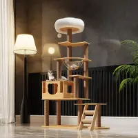 Merkloos Großer Katzenkratzbaum mit Raumkapsel und Plüschplattformen