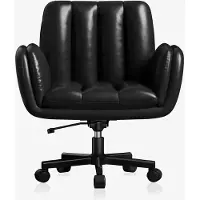 StarTech.com Bequemer Schreibtischstuhl - Ergonomischer Bürostuhl - Breite gepolsterte Sitzfläche - Klappbare verstellbare Armlehnen - Kunstleder - Rollen und 360° drehbar - Höhenverstellbar - Schwarz