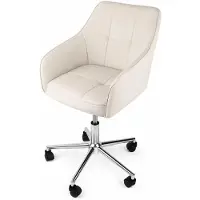 StarTech.com Ergonomischer Bürostuhl - Schreibtischstuhl - Höhenverstellbar - Drehbar - Gepolstertes PolyurethanKunstleder - Metallgestell mit Armlehnen und Rollen - Belastbar bis 150 kg - Weiß