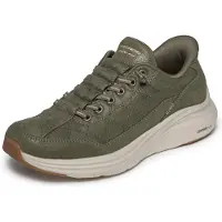 SKECHERS Damen Contour Foam Natural Ease Slip-InTurnschuhe, Olive Suede Textile Trim, 39.5 EU