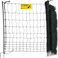 Merkloos Kippzaun, 25 Meter lang, mit 7 PVC-Pfosten und Reparaturset