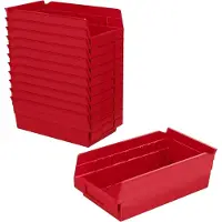 Merkloos Set aus 12 Kunststoff-Aufbewahrungsboxen, 30,5 x 15,2 x 10,2 cm, rot