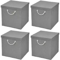 Merkloos Faltbare Aufbewahrungsbox mit passendem Deckel - 30 x 30 x 30 cm Hellgrau