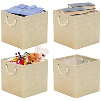 Merkloos Omgoods – Set aus 4 zusammenklappbaren Aufbewahrungsboxen, 30 x 30 cm, in Beige