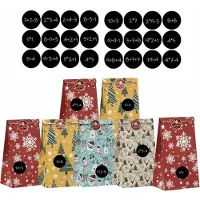 Sonstiges Adventskalender zum Befüllen 24 Stück Papier Weihnachtstüten mit Zahlenaufkleber DIY Bastelset 11,5x8x21cm