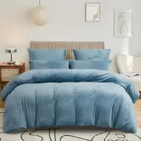 Sonstiges Bettwäsche-Set 155x220 cm Hellblau Flanell mit 2 Kissenbezügen 80x80 cm
