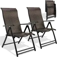 StarTech.com 2er Set Rattan Sonnenliege - Garten Relaxliege - 7-fach verstellbare Rückenlehne - Hohe Rückenlehne - Metallgestell - Ohne Auflage - Für Balkon Garten Strand - 71,5 x 43 x 110,5 cm - Schokobraun