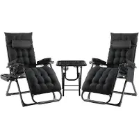 StarTech.com Garten Sonnenliege Set - Klappbare Liegestühle mit Tisch 3-teilig - Metallrahmen aus Eisen - Mit abnehmbarem Sitzkissen - Belastbar bis 160 kg - Schwarz
