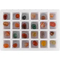 Merkloos Adventskalender 2024 - Mini-Edelsteine - 24 Kristalle/Minerale - Geburtstagsgeschenk - Aufbewahrungstasche - Lupe