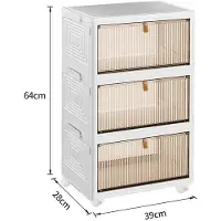 Merkloos 3-stöckige Aufbewahrungsbox mit Deckel, 20 Liter * 3 Kunststoffboxen zur Aufbewahrung, faltbare Aufbewahrungsbehälter, Aufbewahrungsboxen mit Tür
