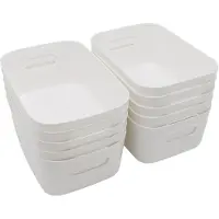 Merkloos Aufbewahrungsboxen 10 Stück - Kunststoffboxen - Organizer - Lagerboxen - Griffe - 24 x 16 x 10 cm - Weiß - Aufbewahrungsbox
