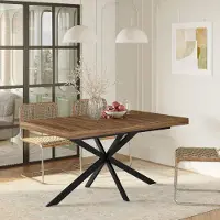 STILVORA Ausziehtisch 140–180 cm mit verstecktem Stauraum, Esstisch mit natürlicher Tischplatte, Küchentisch mit geprägter Mitteldekorplatte, Tisch für 4–6 Personen