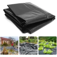 Merkloos Omgoods - Gewächshausfolie 2x10 Meter - Schwarze Kunststofffolie - UV-beständig - Reißfest - Wasserdicht - Robuste Schutzfolie - Kunststofffolie