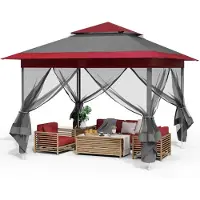 StarTech.com Gartenpavillon - Faltbares Pop up Partyzelt - 3,3 x 3,3 m - Wasserdichtes Oxford-Gewebe - Stahlrahmen - Mit Moskitonetz - Rot/Dunkel