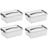 Merkloos Aufbewahrungsbox Q-line, transparent/grau, 4 Liter - Set mit 4 Stück