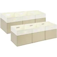 Merkloos Elzusha – Aufbewahrungsboxen, 30x30x30 cm, Set mit 6 Stück, Hellbeige/Weiß