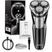 StarTech.com Elektrischer Rasierer für Herren - Rotationsrasierer - Nass- und Trockenrasur - IPX7 wasserdicht - 3-fach-Klingen - Pop-up-Trimmer - USB-C-Ladung - Schwarz