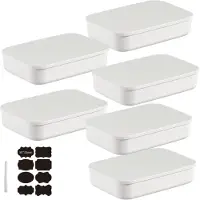 Merkloos Omgoods – Set aus 6 stapelbaren Aufbewahrungsboxen mit Deckel (weiß)