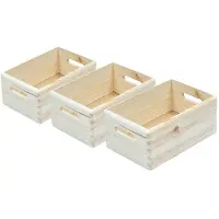 Merkloos Set aus 3 Aufbewahrungsboxen - 30 x 20 x 14 cm - Natürliches Holz