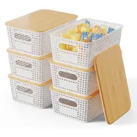 Merkloos Omgoods – Set aus 6 Aufbewahrungsboxen mit Bambusdeckel (5 Liter)