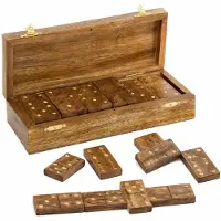 Spies Online Domino Spiel aus Mangoholz – Luxus Dominospiel in Holzbox – Klassisches Gesellschaftsspiel für 2–4 Spieler