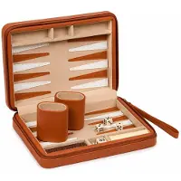 Spies Online Backgammon Spiel – s Reisespiel im Cognac Etui – Mit Spielsteinen, Würfeln & 2 Würfelbechern – Für 2 Spieler