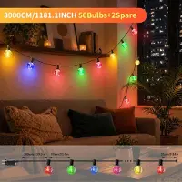 StarTech.com LED-G40-Lichterkette - Außenbeleuchtung - 30 m - 50 Leuchtmittel - Mehrfarbig - 8 Lichtmodi - Wasserdicht - EU-Stecker