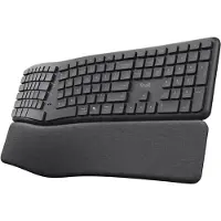 Trust Keyra Ergonomische Multigeräte-Funktastatur, Volle Größe (100%), Kabellos, RF Wireless + Bluetooth, Membran Key Switch, QWERTY, Schwarz