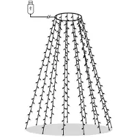 vidaXL LED Lichternetz Weihnachtsbaum Lichterkette Weihnachtsbeleuchtung mit 8 Lichteffekten für Innen und Außen USB Anschluss 5 m 5 W Mehrfarbig 150 cm
