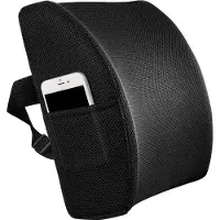 Unyqoos Ergonomisches D‑Lendenkissen aus Memory‑Schaum – Rückenstützkissen mit verstellbarem Gurt 34–110 cm, atmungsaktive 3D‑Mesh‑Hülle, schwarz