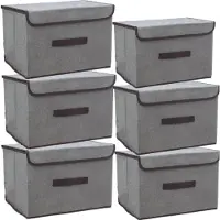 Merkloos Elzusha – Stapelbare Aufbewahrungsboxen mit Deckel, 6 Stück, Grau