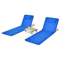 Merkloos Set aus 2 Strandliegen mit Tisch und Kissen
