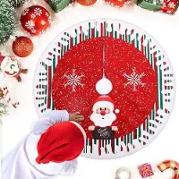 Unyqoos Christbaumrock – runder Weihnachtsbaumdeckel aus hochwertigem Filz, Ø 78 cm, rot-weiß mit Weihnachtsmann-Motiv, Klettverschluss, für Innen & Außen