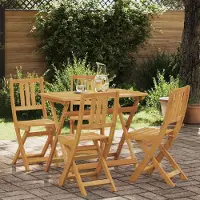 Markenlos Akazienholz Bistro-Stühle 4er Set Natur 40x42x85 cm | Faltbares Design, geölte Oberfläche, abnehmbares Sitzpolster, für Terrasse und Garten
