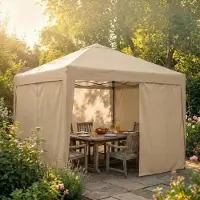 StarTech.com 3x3 m Faltpavillon - Pop Up Partyzelt mit Stahlgestell - Wasserdicht - 4 Seitenwände - Höhenverstellbar - Für Strand & Markt - Khaki