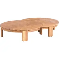 Beliani Garten Couchtisch Hellbraun aus Akazienholz 135 x 90 cm Rund 2 in 1 Set Modernes Design Loungetisch Outdoor Garten