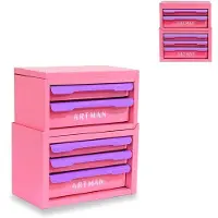 OEM Schreibtisch-Organisator - Stahl, ladeentwurf und stapelbar, 28,5x15,8x32 cm, rosa-lila
