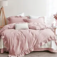 Sonstiges Bettwäsche-Set Rüschen 155x220 cm Rosa 1x80x80 cm Mikrofaser