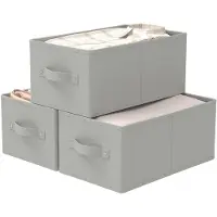 Merkloos Aufbewahrungsboxen Set von 3 - Aufbewahrungskörbe - Aufbewahrungskuben mit Griffen - Vlies - 47 x 28 x 20 cm - Platzsparend - Schuhaufbewahrungsbox