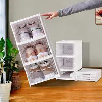 Merkloos Stapelbare Schuhboxen - Kunststoff Aufbewahrungsboxen - Transparente Türen - Belüftungsöffnungen - Platzsparend - Einfache Montage