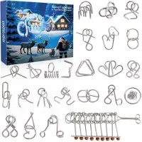 Sonstiges Adventskalender Knobelspiele 2026 Metall & Holz IQ Puzzle für Kinder & Erwachsene 24 Tage Grün