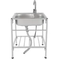 StarTech.com Freistehende Küchenspüle - Einzelbecken - Mit Armatur - Eisen - Ein Hahnloch - Verstellbare Füße - 60 x 45 x 75 cm