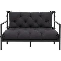VBChome Bankauflage 150 cm mit Rückenlehne Polyester Füllung aus Schaumstoffgranulat Weich Gesteppt Pflegeleicht (Anthrazit 150 x 90 x 10 cm)