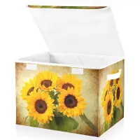Merkloos Solidchoice – Große Aufbewahrungsbox mit Deckel – Sonnenblumen, Shabby Chic Stil