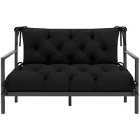 VBChome Bankauflage 180 cm mit Rückenlehne Polyester Füllung aus Schaumstoffgranulat Weich Gesteppt Pflegeleicht (Schwarz 180 x 90 x 10 cm)