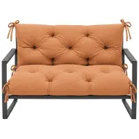 VBChome Bankauflage 120 cm mit Rückenlehne Polyester Füllung aus Schaumstoffgranulat Weich Gesteppt Pflegeleicht (Hellbraun 120 x 90 x 10 cm)