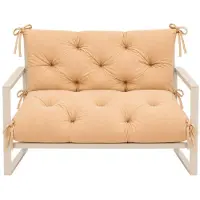 VBChome Bankauflage 120 cm mit Rückenlehne Polyester Füllung aus Schaumstoffgranulat Weich Gesteppt Pflegeleicht (Beige 120 x 90 x 10 cm)