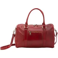 I Fratelli Firenze Damen-Handtasche, Modell "Bauletto", aus echtem Leder, rundes Design, abnehmbarer Schulterriemen, hergestellt in Italien