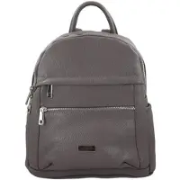 Barberini's Damen Rucksack Grau aus genarbtem Leder, H 32 cm, B 19-29 cm, T 13 cm, als Tasche/Umhängetasche